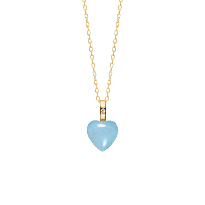10-Karat Heart pendant with Aquamarine and Diamond