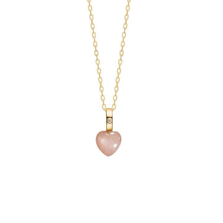 10-Karat Heart pendant with Sand Moonstone and Diamond