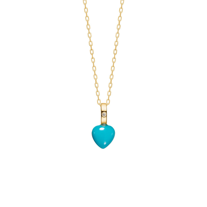 10-Karat Heart pendant with Turquoise and Diamond