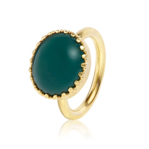 Ceos ring with Green Agate - gold plated