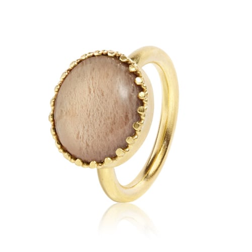 Ceos ring with sand Moonstone - gold plated