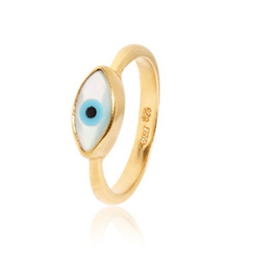 Evil Eye ring with mother of pearl - gold plated