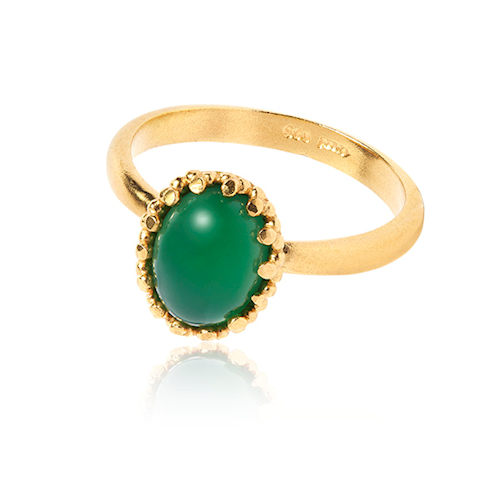 Lana ring with Green Agate - gold plated
