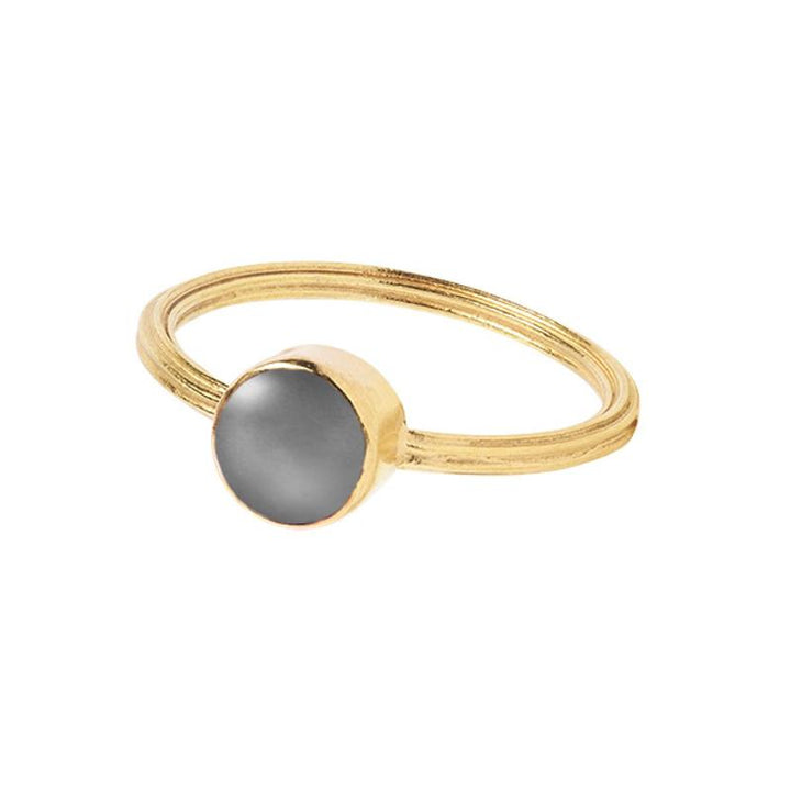 Archive ring with Grey Moonstone - gold plated