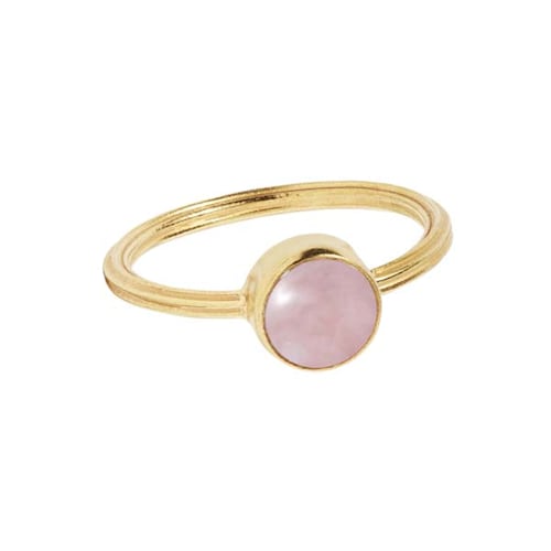 Archive ring with Pink Opal - gold plated